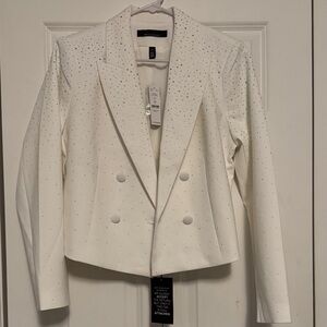 White House Black Market Ivory Studded Blazer